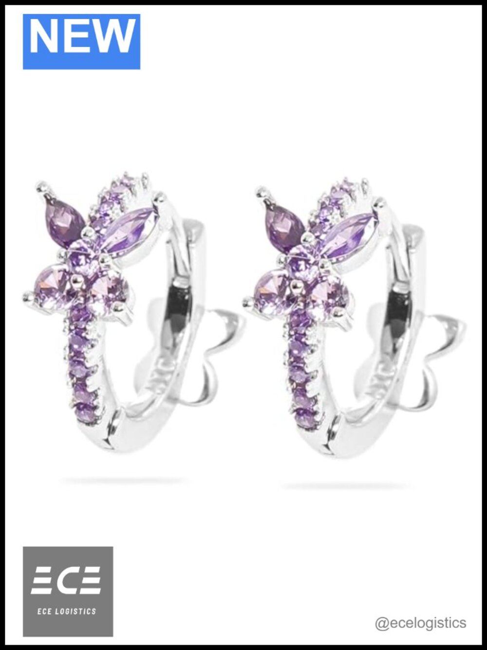925 Sterling Silver Copper Alloy Butterfly Stud Earrings with Moissanite